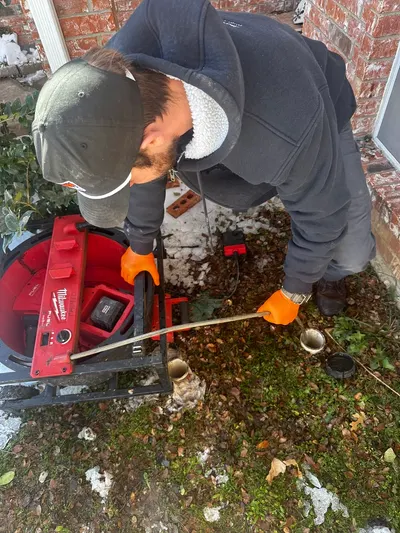 Long cleanout sewer during sewer line work.