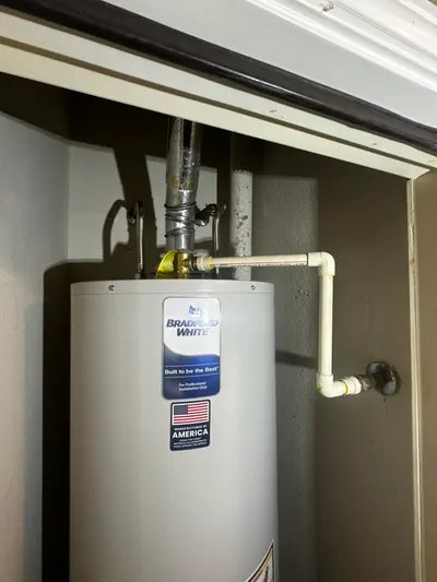 Water heater installation during a water heater installation.