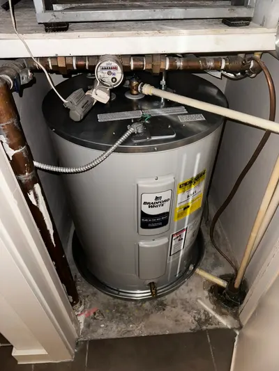 Install new water heater during a water heater installation.